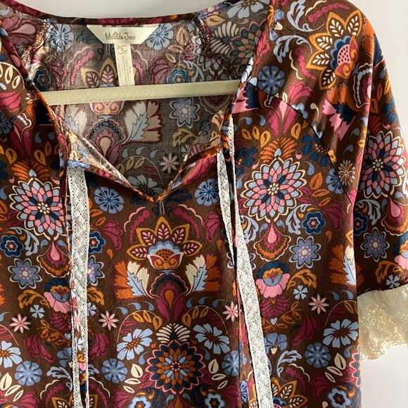 Matilda Jane Dress Women Lace Trim Floral Brown Size Small Boho. - Picture 4 of 11